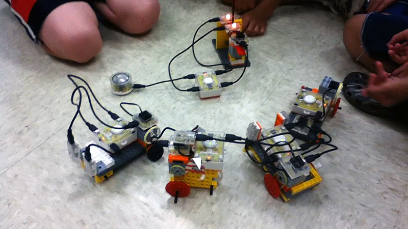 Students created a collaborative piece using the IR capability of the PicoCrickets.
