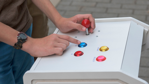 Visitors played the games on custom-made arcade-style consoles.