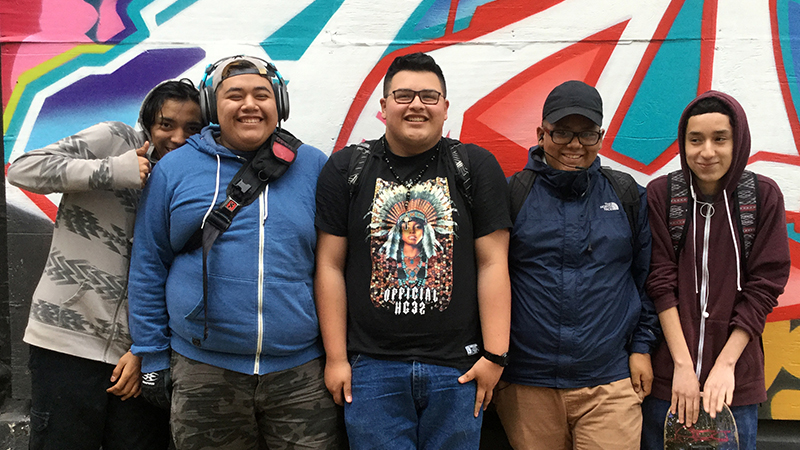 teens from Revelations AR Graffiti project